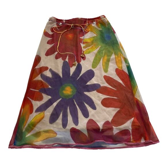 Cynthia Steffe Womens Small Y2k Vintage 90s Hippie Boho Midi Skirt Fun Artsy - Picture 1 of 8